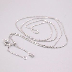 Chains Pure 18K White Gold Necklace Width 1mm Carved Beads Link Chain Adjustable 3.5g / 24inch For Men Women Gift