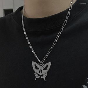 Chains Gothic Egirl Style Neck Necklace Butterfly Suspension Pendant Men Women Couple Jewelry Goblincore Aesthetic Grunge Accessories