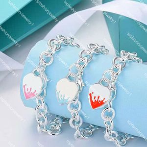 TIF Luxury Designer Bracelet Jewelry Women's Fashion Classic Heart Shaped Pendant Bracelet Love Girlfriend Gift Blue Pink Red Wholesale
