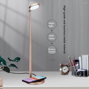 Table Lamps 10W LED Desk Lamp QI Wireless Phone Charger Reading Light Touch Dimming 3 Brightness Stretched