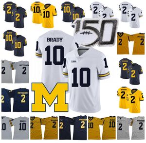 Jerseys Michigan 10 Football Brady Jersey 2 Charles Woodson Shea Patterson NCAA 150th Ed