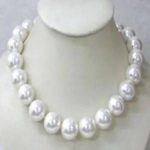 Nytt mode 18mm AAAA White South Sea Shell Pearl Necklace 18 tum