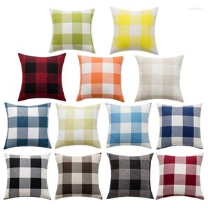 Yastık örtüsü 2pcs 45x45 Keten siyah beyaz ekose, kanepe oturma odası için basit modern stil 18 inç kare kapakları kapalı