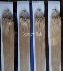 Lummy Micro Ring Loop Beads Remy Human Hair Extensions 18Quot26Quot 1GS 100SPACK 613 BLEACHブロンドシルクストレート7440797