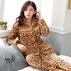 Women's Sleepwear Autumn winter Pajamas Sets Flannel Warm Pyjamas Thick Homewear Pajama Animal female 221124