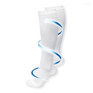 Sports Socks Compression Running Menino Marathons Circulação O edema atlético varize veias viajam sobre meias esportivas do joelho