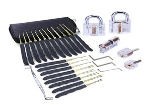Locksmith Supplies Tool 5透明な練習ロックGOSO 24PCSセットロックピックツールは、初心者とlocksM24用の革のバッグを備えています