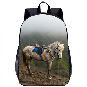 School Bags Horse Backpack Children's Teenager Kids Cool 3D Print Travel Laptop Bag 17in Season Gift For Boys Girls