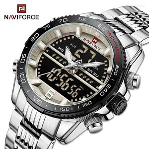 腕時計Naviforce Men's Luxury Watch 2022ウォータープルーフリストウォッチオススポーツデュアルLCDディスプレイLuminous Counter Relogio