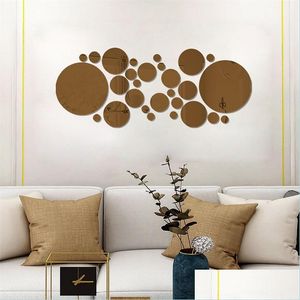 Tile Stickers Acrylic Home Decor Wall Stick Porch Living Room Mirror Stickers Big Small Circle Bedroom Tiles Decal Corridor Art Deco Dhfmd