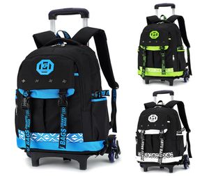 New 6 wheels Chidren039s Backpack Fashion waterproof School Bag Trolley Backpacks For Children Thick Mesh Shoulder Strap Kids B2035049 on Sale