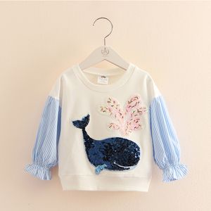 Pullover Spring Autumn 2 3 4 5 6 7 8 10 lat O-Neck Long Rleeve Brokat Kreskówka Dolfin Kolor Patchwork Baby Kids Bluza 221128