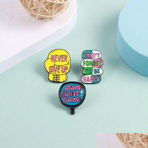 Spille Spille da donna Spille da donna Spille Never Give Up English Inspirational Quotes Design Fashion Badge Borse Accessorie Dhgarden Dh3Cr