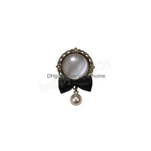 Pins Broschen Retro Perle Bogen Brosche Strass Opal Stein Anstecknadeln Hemd Anzug Kragen Modeschmuck Broschen Für Frauen Und Männer Dhrla