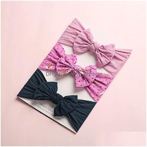 Headbands Ins 3Pcs/Set Handwork Nylon Baby Headbands Bowknot Born Headband Girls Designer Kids Girl Hair Accessories Drop Delivery J Dhfbr