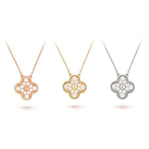 Clover Necklabled Iamond Lucky Cleef Neckor Designer Jewelry for Women Party Christmas Gift Brand Letter-V Golden Rose Gold Mens Tennis Chain Silver