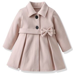 Coat Baby Girls Woolen Jacket Kids Winter Outerwear Clothes Children Spring Autumn Midlength Windbreaker for 26 Years Wear 221125