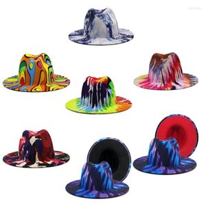 Berets Fashion Printed Top Hat Wide Brim Jazz Cowboy Costume For Halloween