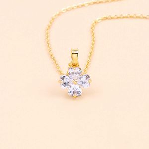 s 20222 Net Red Female Yiwu Jewelry Four leaf Grass Zircon Pendant Stainless Steel Chain Necklace