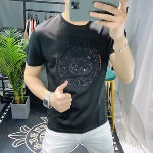 2022 T-Shirts Herren Damen Designer Herren T-Shirts Hohe Qualität Tigerkopf Hot Drilling Mans Frauen Designer Baumwolle Paare Casual Kurzarm Männer Rundhals-T-Shirts