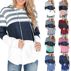 Women's T Shirts Women Summer Clothes 2022 Loose Stripe Design Set Bump Color Fleece Long Sleeve Tshirt