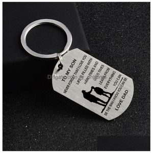 Portachiavi Papà Mamma A Mio Figlio Figlia Portachiavi Personalizzati Personalizzati Militari Dog Tag Ciondolo Regalo Non Dimenticare Mai Che Ti Amo Drop Dhnoa