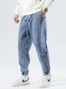 Męskie dżinsy wiosna lato czarny niebieski worek męski Hip Hop Streetwear Loose harem dżinsowe spodnie Męskie Spodnie joggera plus rozmiar 8xl 221128