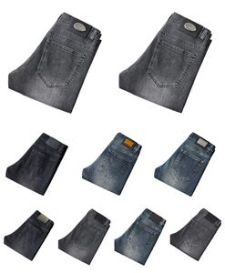 Cal￧a jeans de jeans cal￧a cal￧a cal￧a masculina estirada de outono de outono jeans de jeans de algod￣o lava-lados de neg￳cios retos casuais hs9609