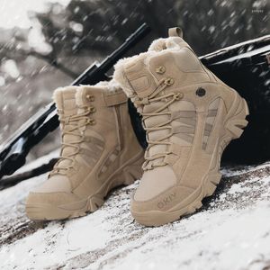 ブーツ冬暖かい毛皮の戦術的な軍事戦闘男性本革米軍狩猟トレッキングキャンプ登山作業靴