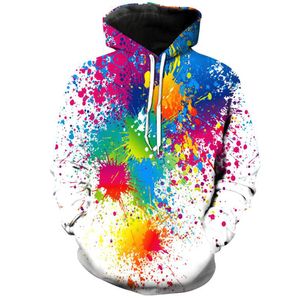 Erkek Hoodies Sweatshirts 3d Erkekler sıçrayan renkli boya lekeleri baskı sweatshirt sokak kıyafetleri üstleri artı boyut 221124