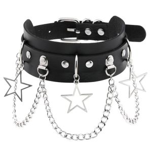 best selling Sexy Costumes Pentacle Pendant Chain Clavicle Chain Choker Neck Cover Personality Exaggerated PU Leather Necklace Collar