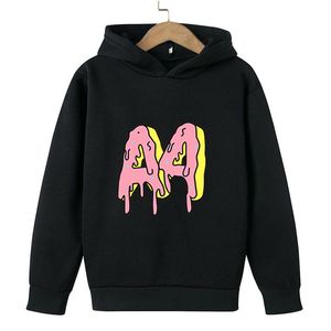 Pullover Estate A4 Merch Bambino Felpa con cappuccio Pantaloni Completo Ragazzo Ragazza Felpa Top Qualità Bambini Abbigliamento per bambini Stampa Ciambelle Lunghezza manica 221128