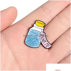 Spille Spille Moda Cartoon Spille in lega per le donne Flash Drift Bottiglia Smalto Pins Divertente Studente Zaino Distintivo Gioielli Regalo Clo Dh7Ai