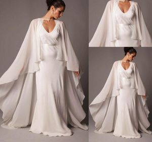 Ivory Bridal Cape Women Wedding Cloak Chiffon Long Jacket Plus Wrap Moded Formal Bride Bolero4454278
