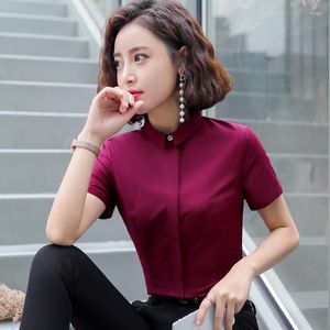 Blouses feminina novidade Borgonha camisas de manga curta para mulheres de estilos de escritório Use Blusa Tops Roupas Plus Size