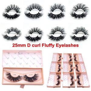 25mm sahte kirpik taklit vizon kirpikler uzun dramatik 5d Rus d curl fluffy kalın kirpik el yapımı göz makyaj 10 stil