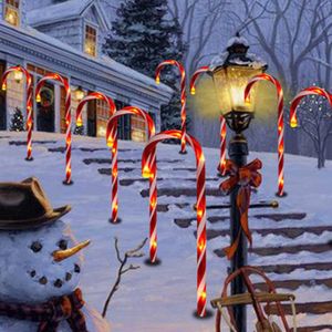 Christmas Decorations Solar Power Light String Candy Cane s LED Garden Ground Plug Crutch Year Room Decor Warm Atmosphere 221125