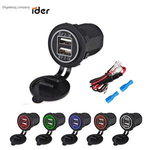 Herorider Presa di corrente USB 4.2A Caricabatteria per auto Adattatore a doppia presa Sigaretta per moto per 12v