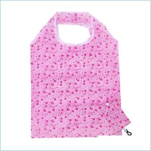 Borse portaoggetti Le più nuove borse per il negozio pieghevoli in nylon per la casa Borsa pieghevole riutilizzabile ecologica New Ladies 111 J2 Drop Delivery Garden Ho Dhju9