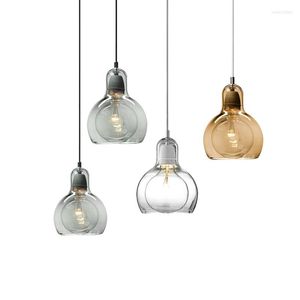 Pendant Lamps Nordic Simple Personality Small Chandelier Creative Restaurant Bar Bedroom Single Head Gourd Shape Glass Combination Lamp