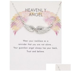 Pendant Necklaces Wings Of Angels Pendants Necklace With Gift Card Gold Sier Colors Rhinestone Wing Necklaces Fashion Jewelry Drop D Dh4Vx on Sale