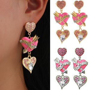 Niedliche Kristall-Herz-Buchstaben-Ohrstecker für Damen, Herz, lange Quasten-Ohrringe, Geschenk für die liebe Freundin