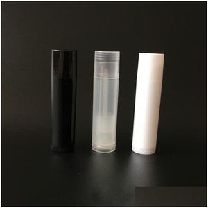 Garrafas de armazenamento Jarros 5g Cosm￩tico vazio Chapstick Lip Gloss Balm Tube e Caps Recipiente Black White Clear Color EWF1227 1 DHVMJ