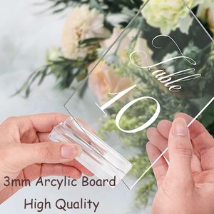 Party Decoration Custom Acrylic Calligraphy Table Numbers With Wood Holder Wedding Event Sign Personalized Birtnday Gifts Gift 221128