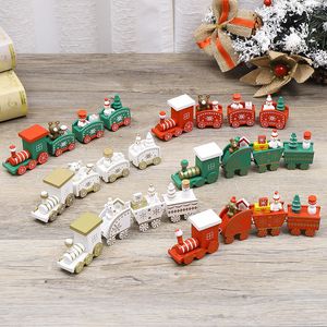 Oggetti decorativi Figurine Decorazioni natalizie Decorazioni di legno a quattro sezioni Festival del treno per bambini regali per bambini Ornamenti per alberi giocattoli set 221125