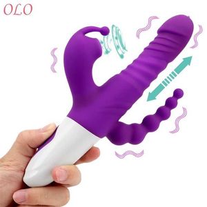 Sex Toy Massager Tongue Slicking Vibrator G-Spot Massage Toy for Women 3 lägen Teleskop Dildo Vagina CLIT SUCKER Analpärlor Shop