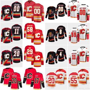 Ters retro calgary hokey'nhl'''Slames 8 Christopher Tanev Jersey 17 Milan Lucic 29 Dillon Dube 58 Oliver Kylington 20 Blake Coleman 4 Rasmus