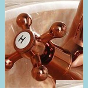 Bathroom Sink Faucets Vintage Bathroom Sink Faucets And Tube Rose Gold Antique Copper Water Kitchen Basin Faucet Mixer Retro Dual Ho Dhho7