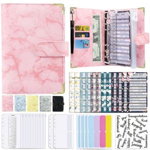 Filing Supplies A6 Budget Planner PU Leather Notebook Binder Organizer Cash Envelopes Wallet Cover Pockets Expense Sheets 221128