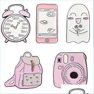 Pins Brooches Get Up Early To School Alarm Clock Pins Pink Sweety Brooches Pin Backpack For Girls 613 H1 Drop Delivery Jewel Dhgarden Dhr3O